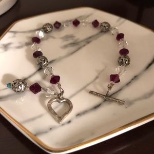 SOLD Ruby Red and Clear Crystal Bracelet ❤️❤️